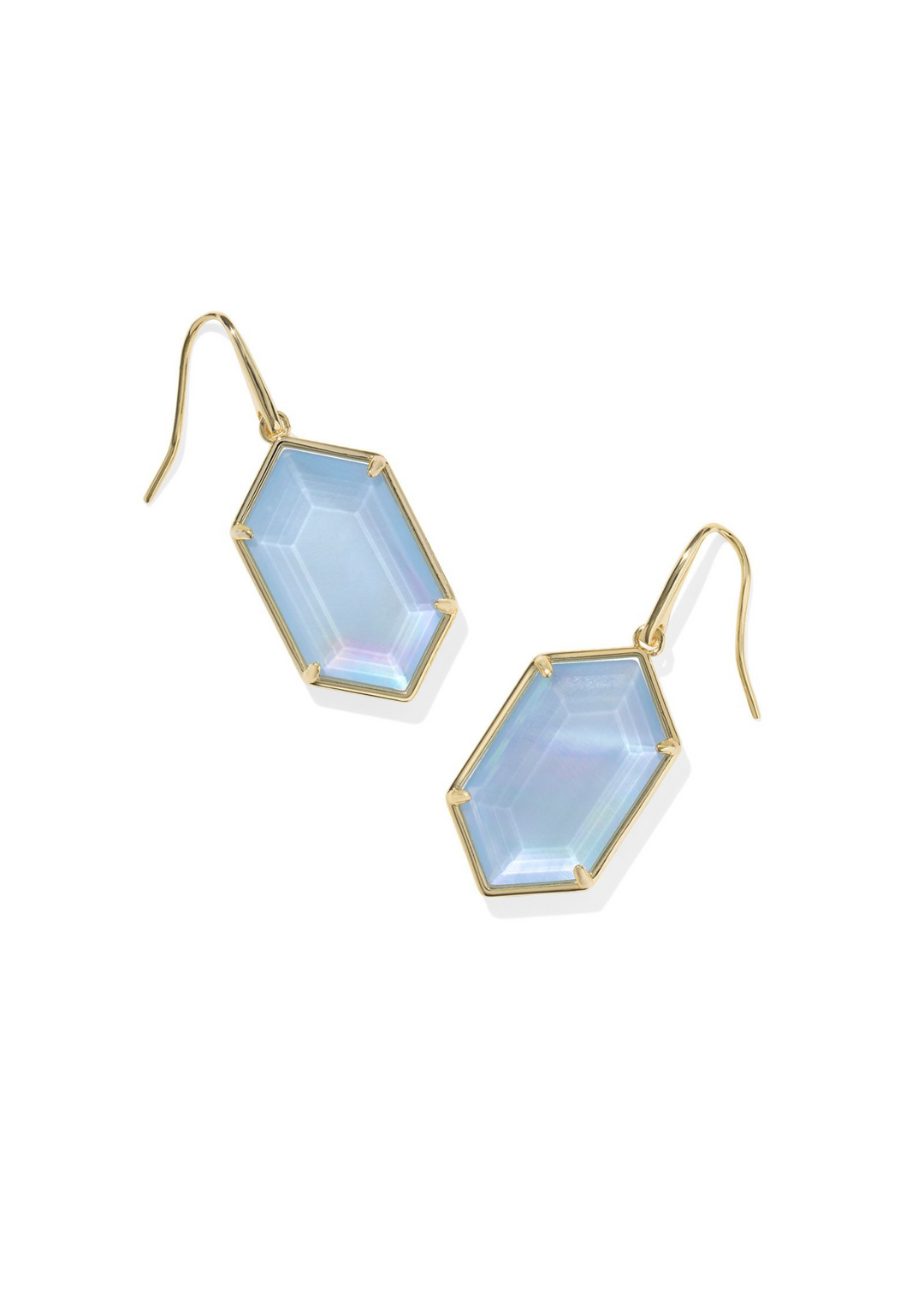 Kendra Scott Hallie Drop Earrings in Gold/Sky Blue Mother of Pearl