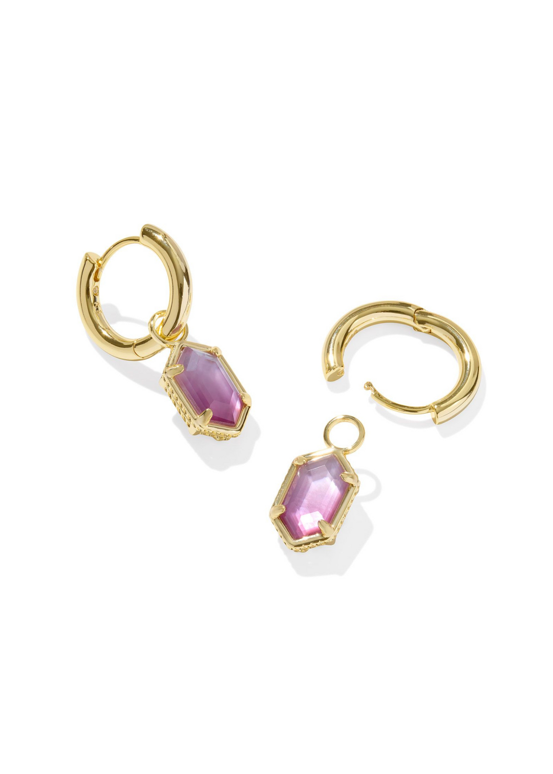 Kendra Scott Hallie Huggie Earrings - Gold/Purple Watercolor Illusion