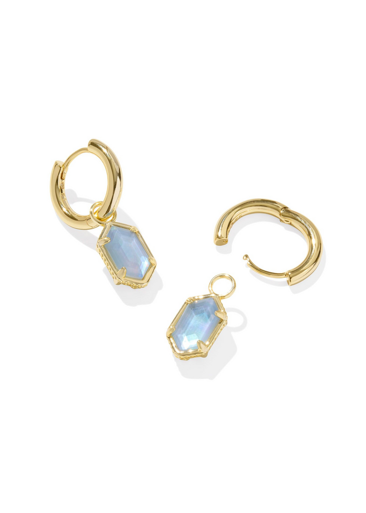 Kendra Scott Hallie Huggie Earrings - Gold/Sky Blue MOP