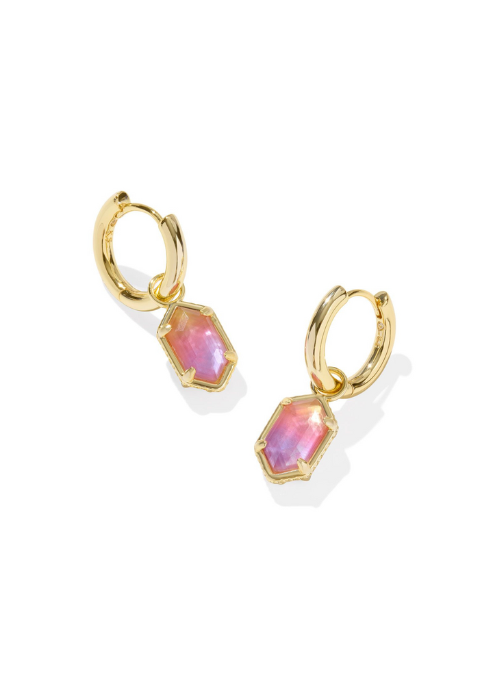 Kendra Scott Hallie Huggie Earrings in Gold/Sunrise Watercolor Illusion