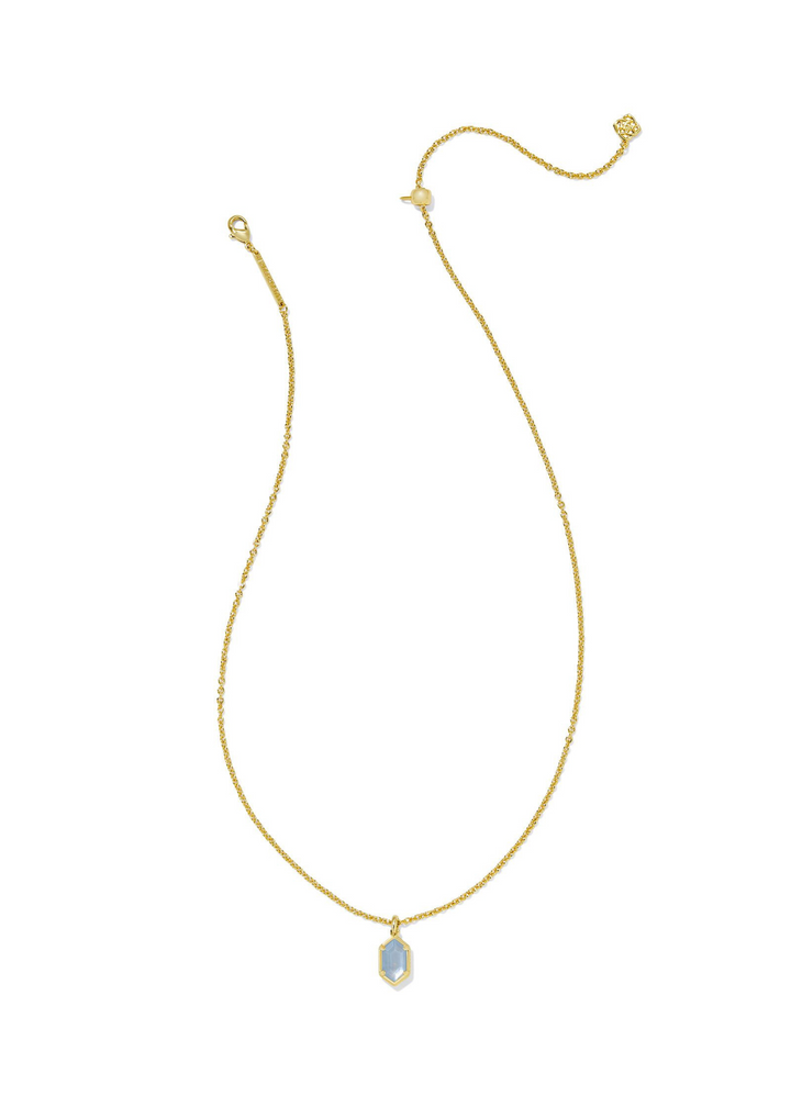 Kendra Scott Hallie Short Pendant Necklace - Gold/Sky Blue MOP