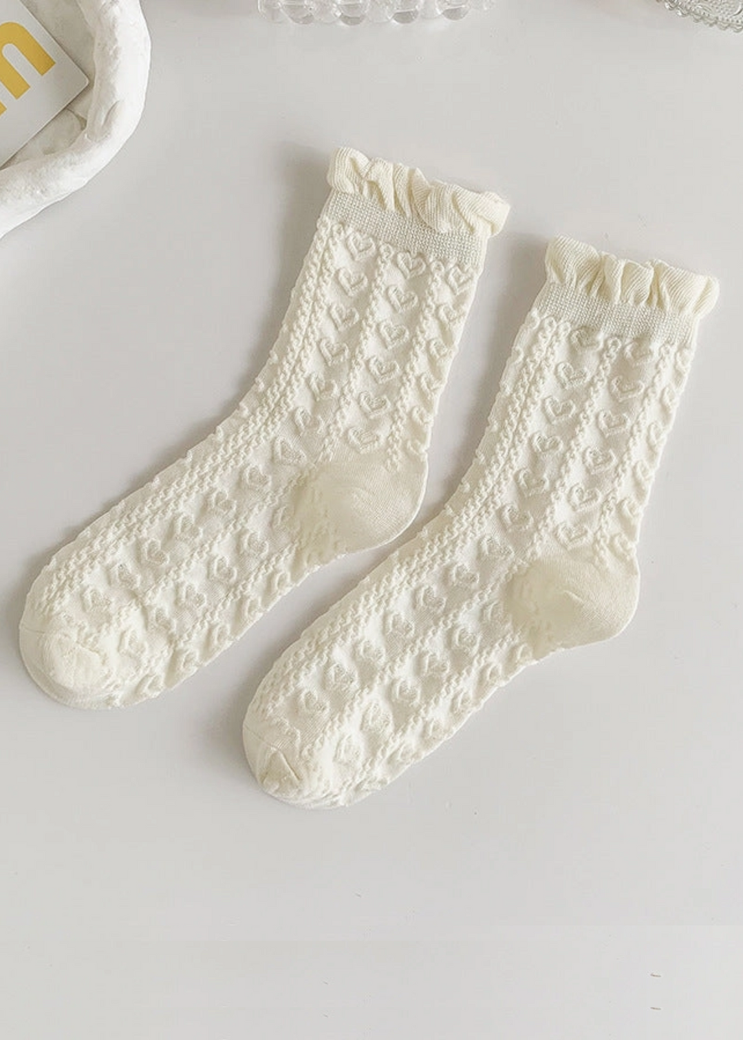 Heart Pattern Rolled Edge Socks