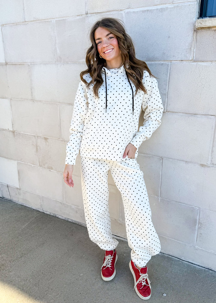 Gemma Polka Dot Sweatsuit - Ivory