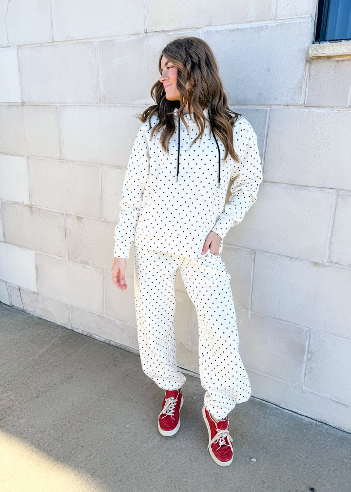 Gemma Polka Dot Sweatsuit - Ivory