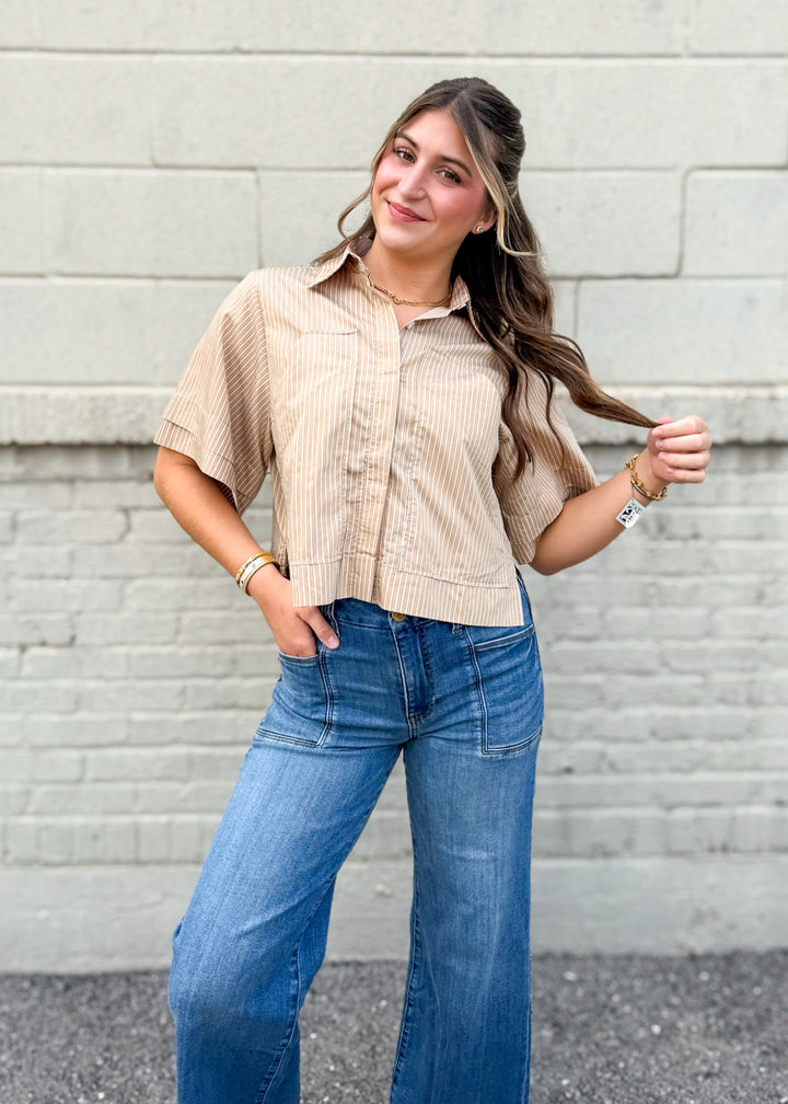 Elan Avery Striped Button Down