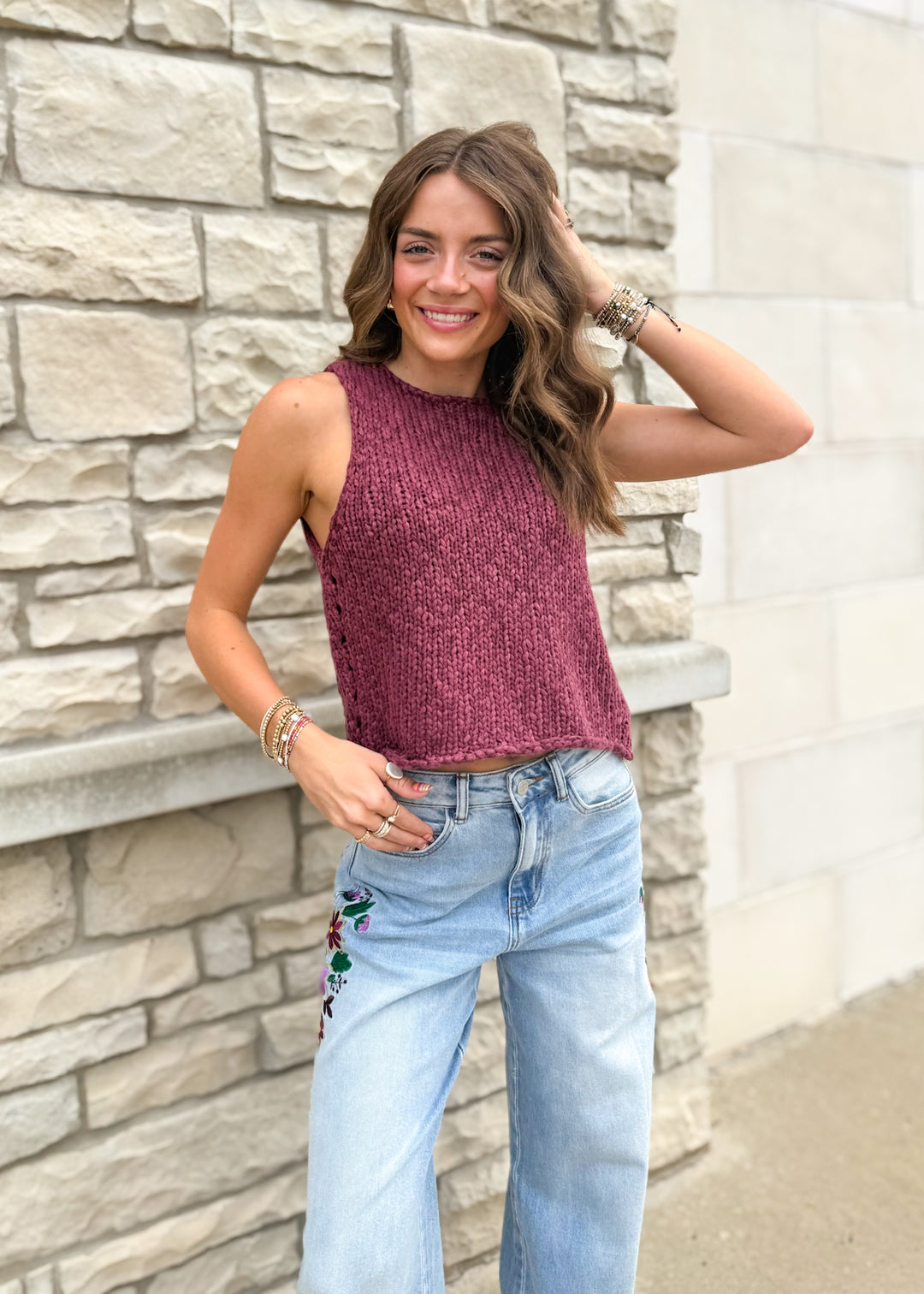 Free People Opal Knit Tank - Sangria