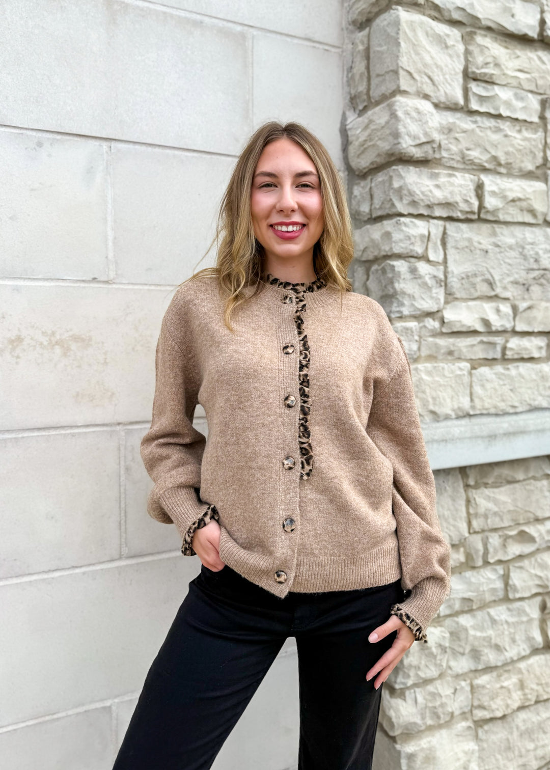 Wendy Ruffle Leopard Cardigan