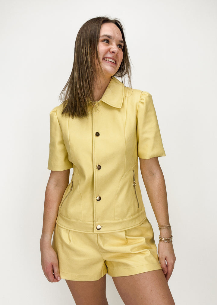 Dolce Cabo Annie Pleated Leather Short