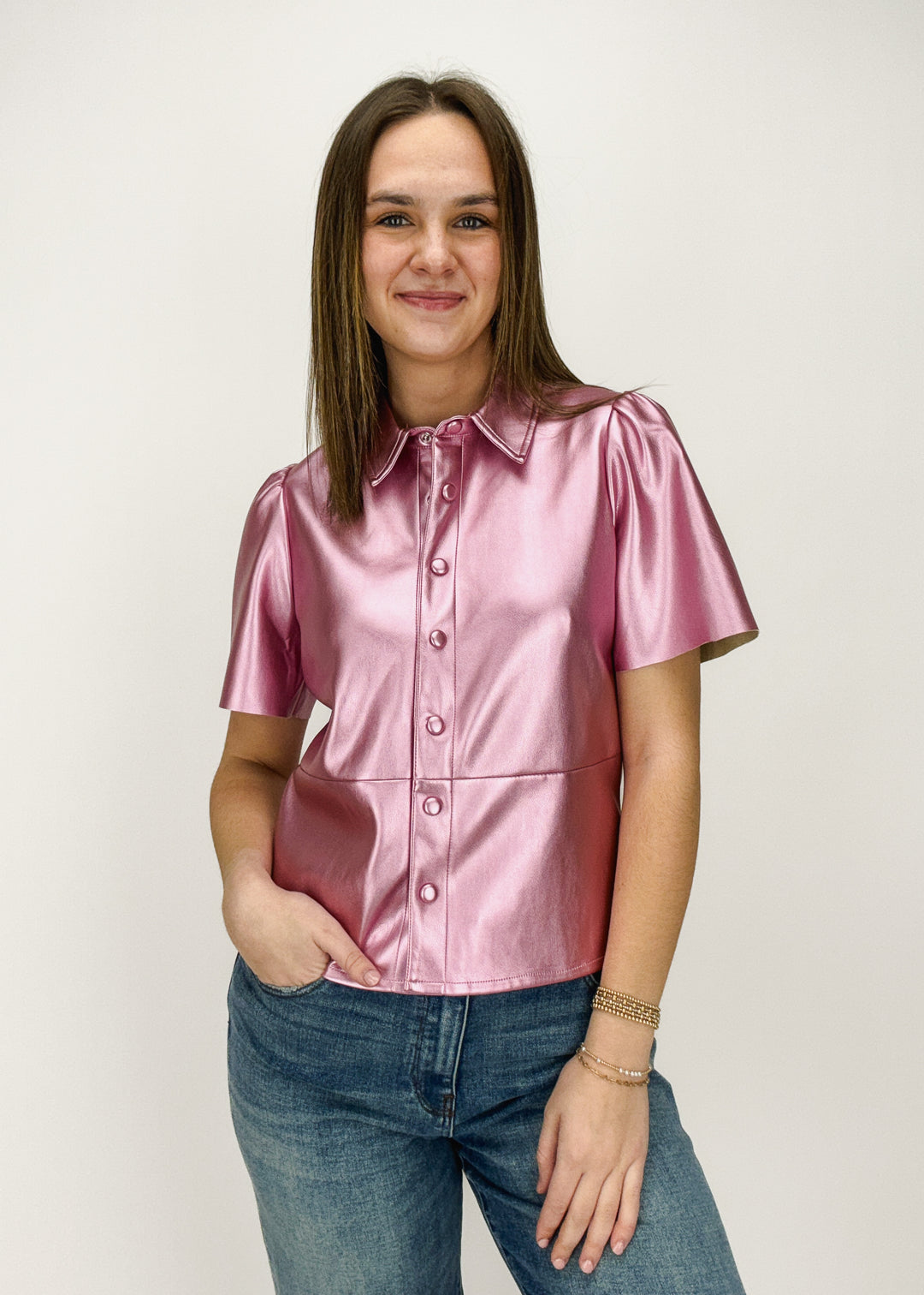 Dolce Cabo Carter Metallic Leather Top
