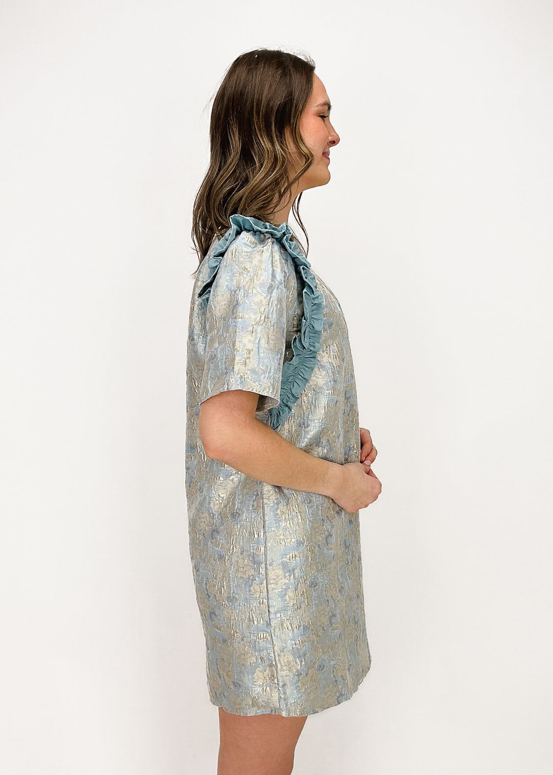 Anna Metallic Jacquard Dress