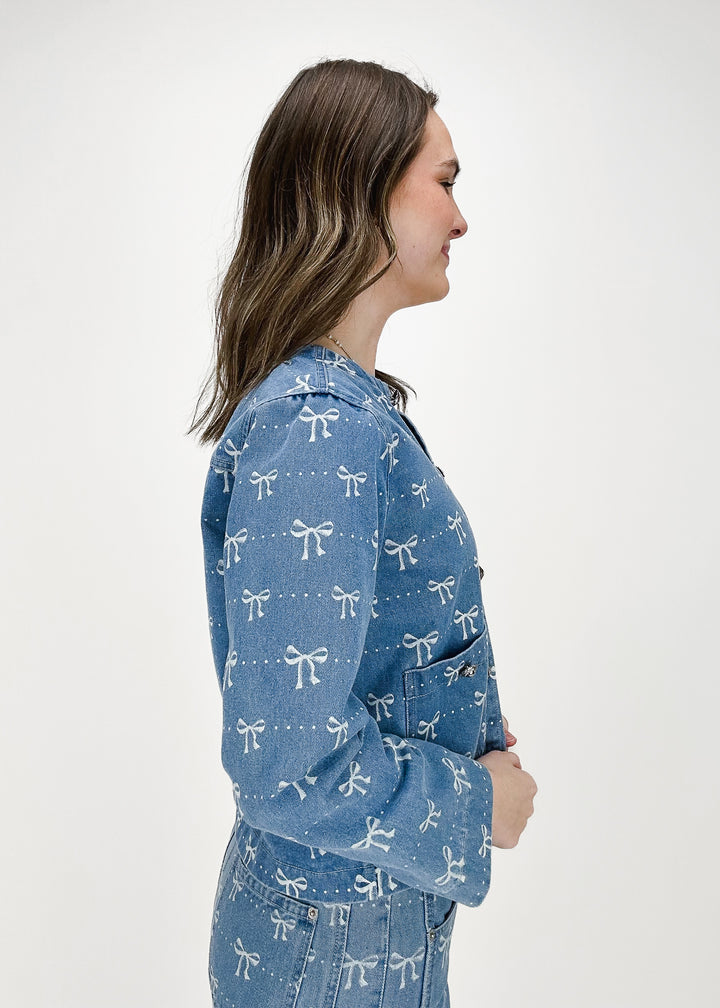 Presley Ribbon Pattern Denim Jacket
