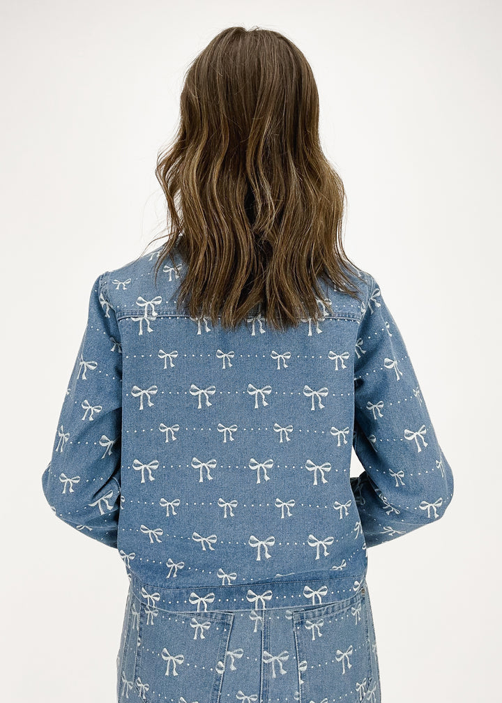 Presley Ribbon Pattern Denim Jacket
