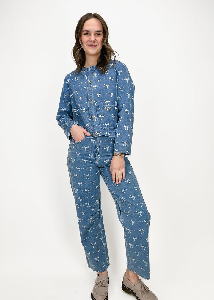 Presley Ribbon Pattern Denim Jacket