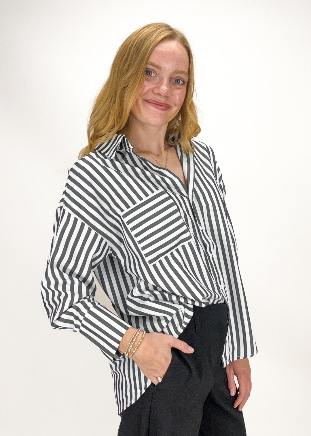 Toni Striped Button Down