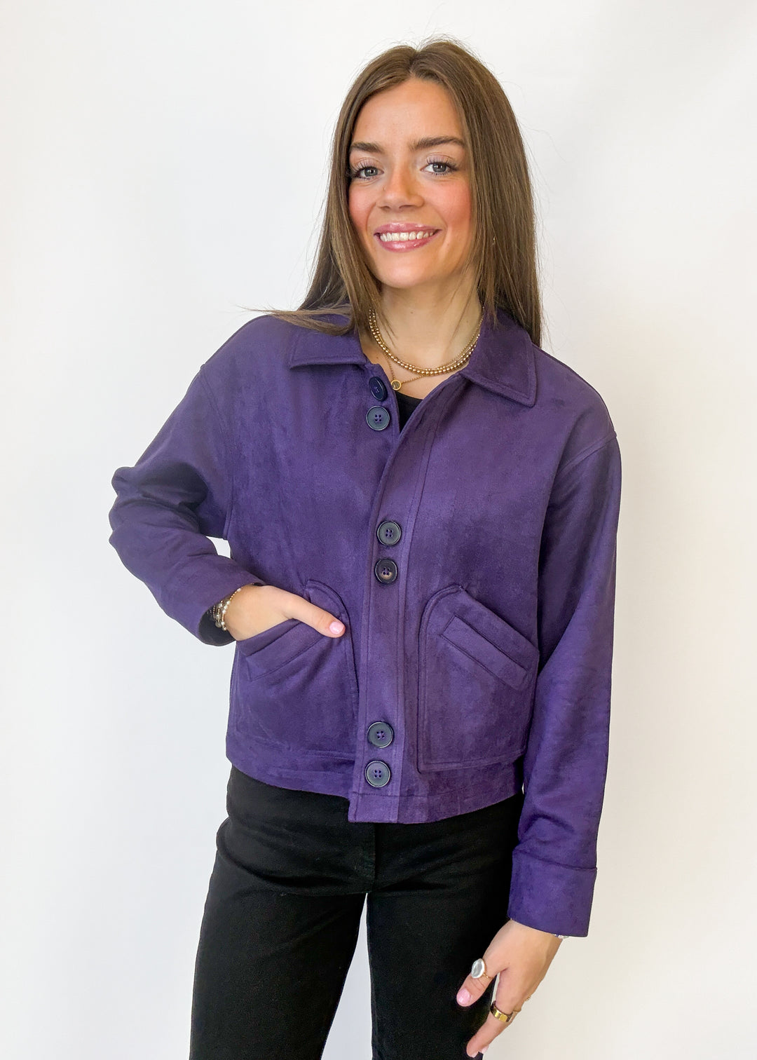Mia Knit Jacket - Eggplant