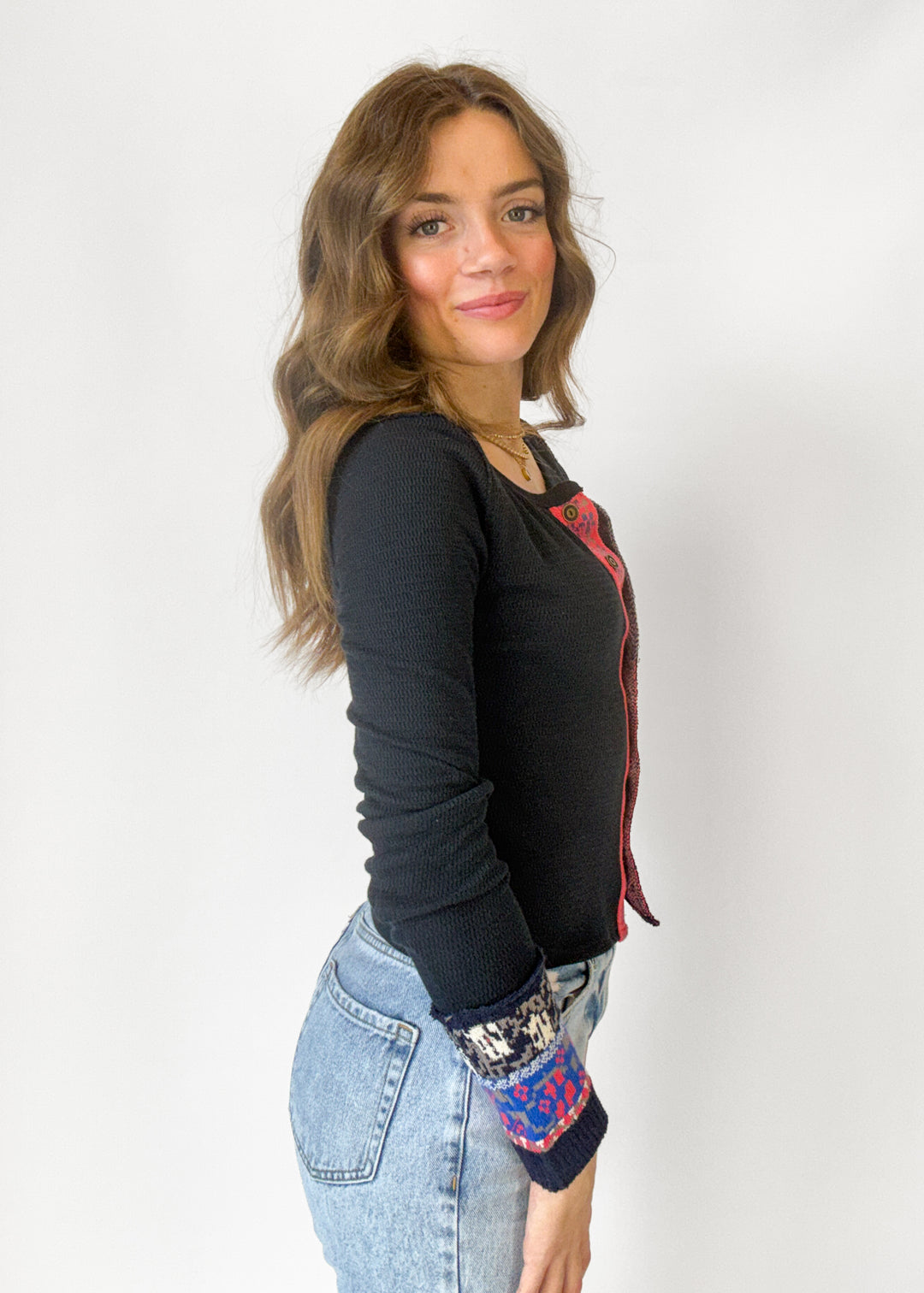 We The Free Noa Cardigan - Charcoal Combo