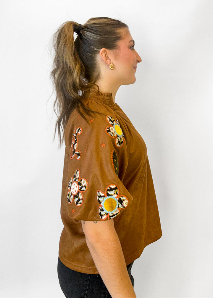 Lydia Floral Embroidered Puff Sleeve Top