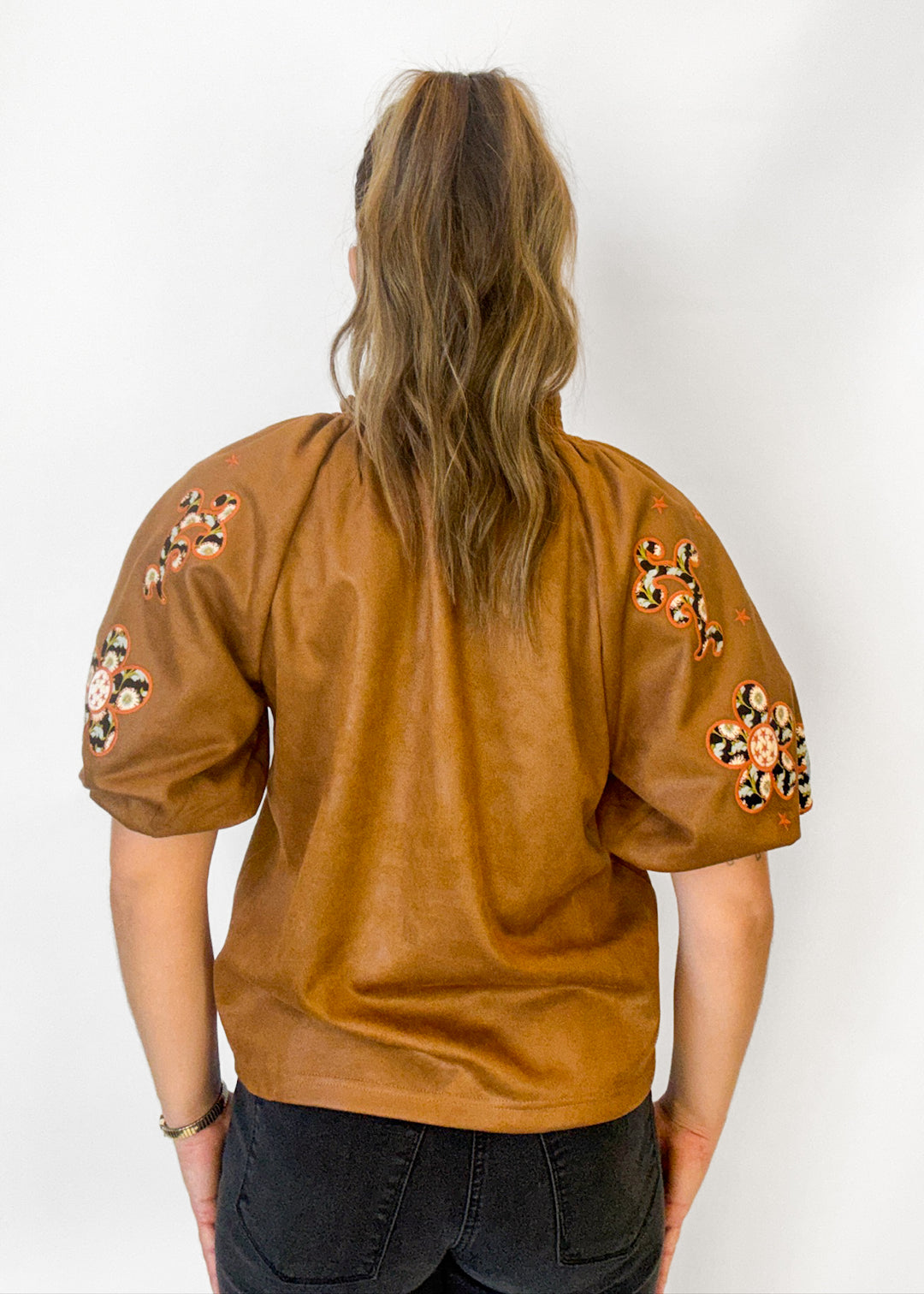 Lydia Floral Embroidered Puff Sleeve Top