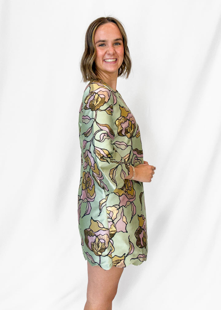Uncle Frank Floral Scalloped Mini Dress