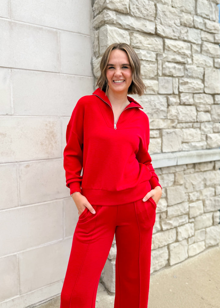 Varley Hawley Half Zip Sweat - Red Marl