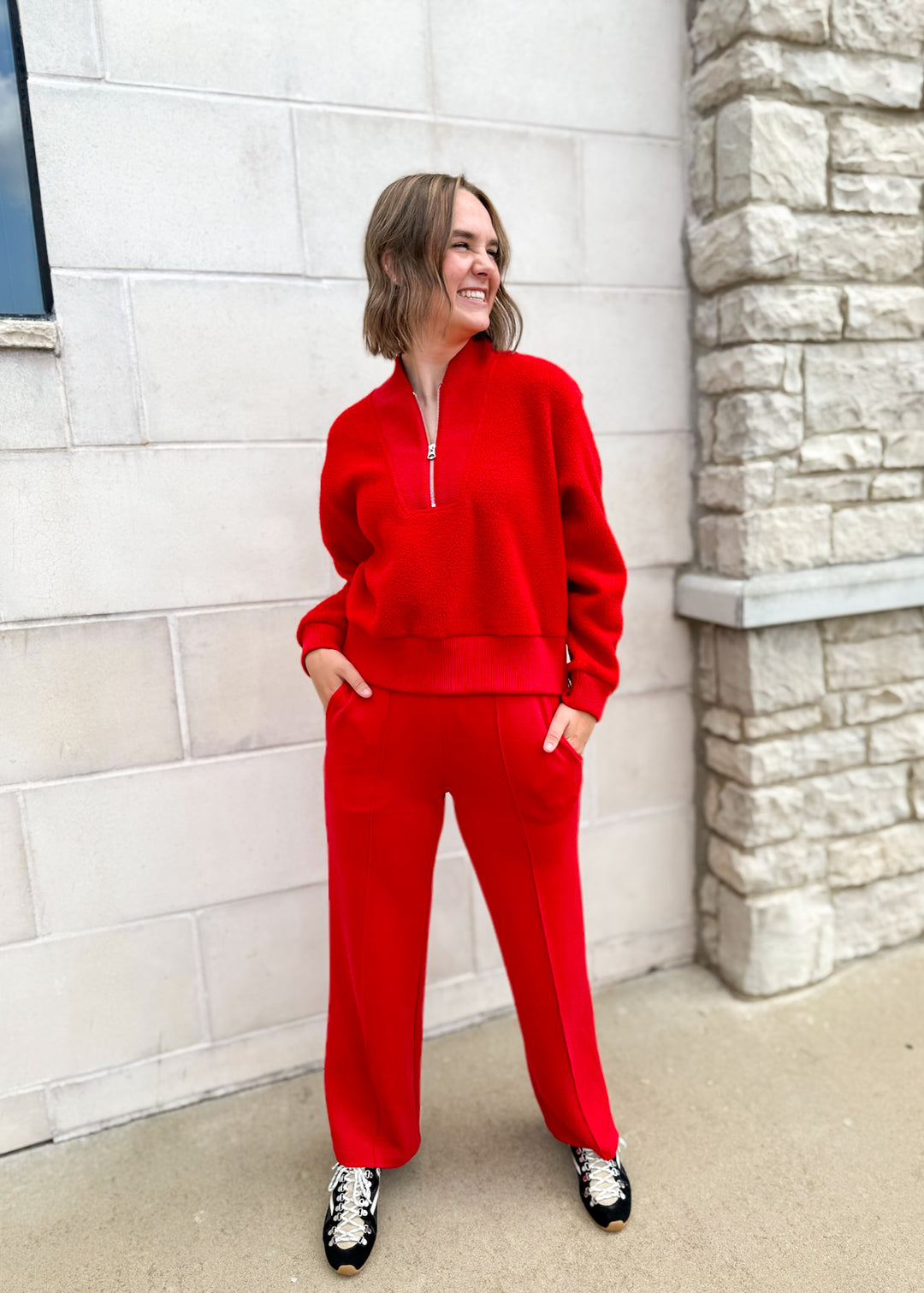 Varley Mumford Half Zip Fleece - Washed Red
