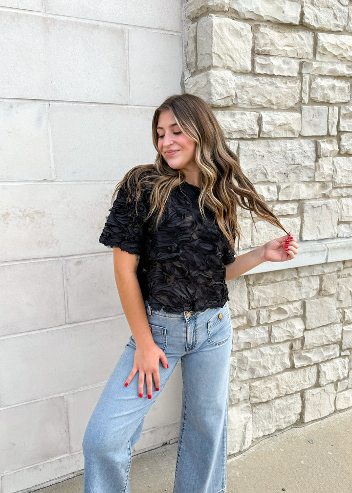 Taylor Petal Texture Sheer Top