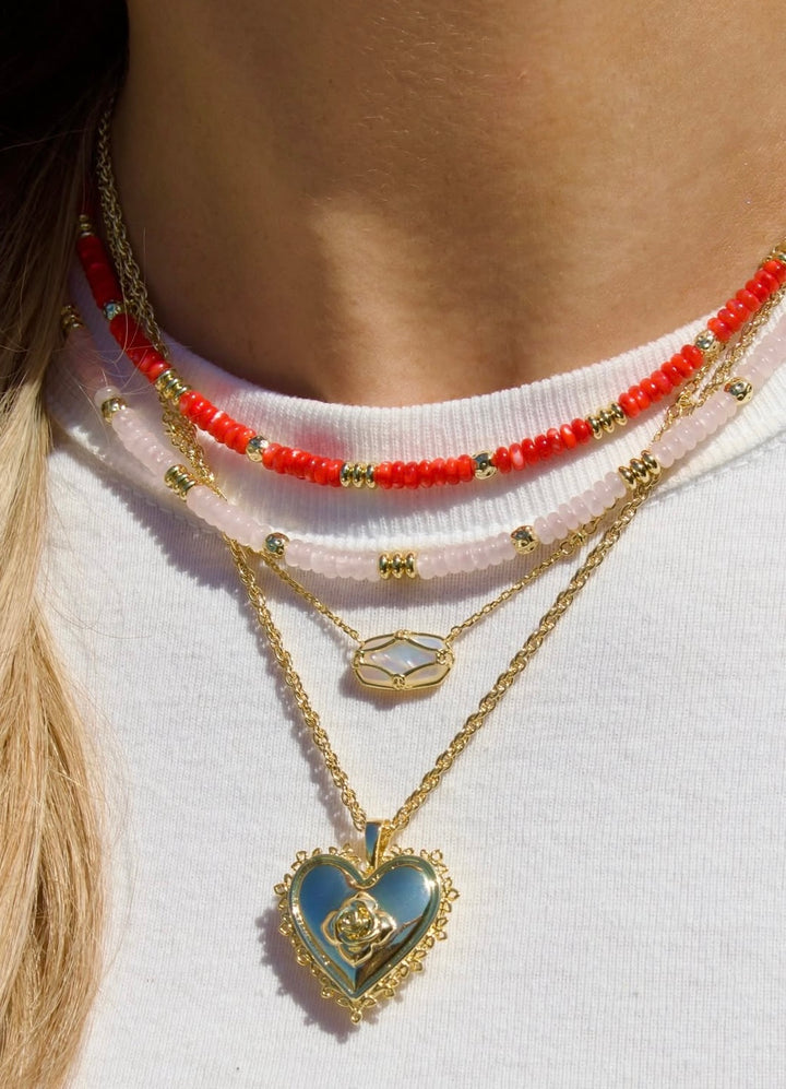 Kendra Scott Deliah Strand Necklace - Gold/Red MOP