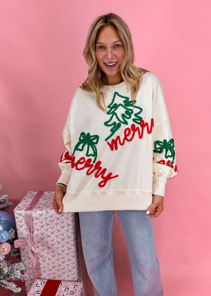 Merry Embroidered Sweatshirt