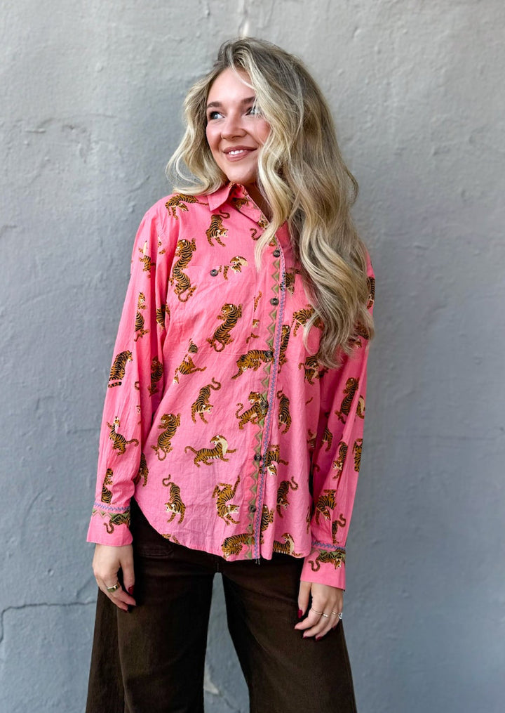 Ivy Jane Tiger Print Button Down