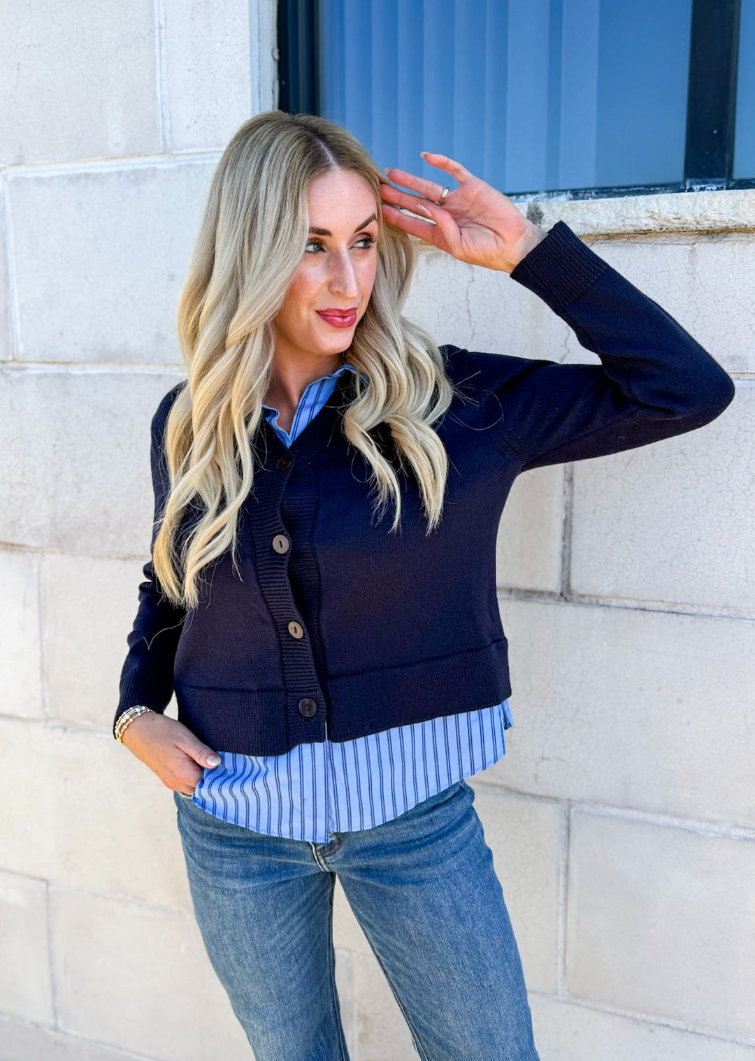 Lila Layered Button Down Cardigan