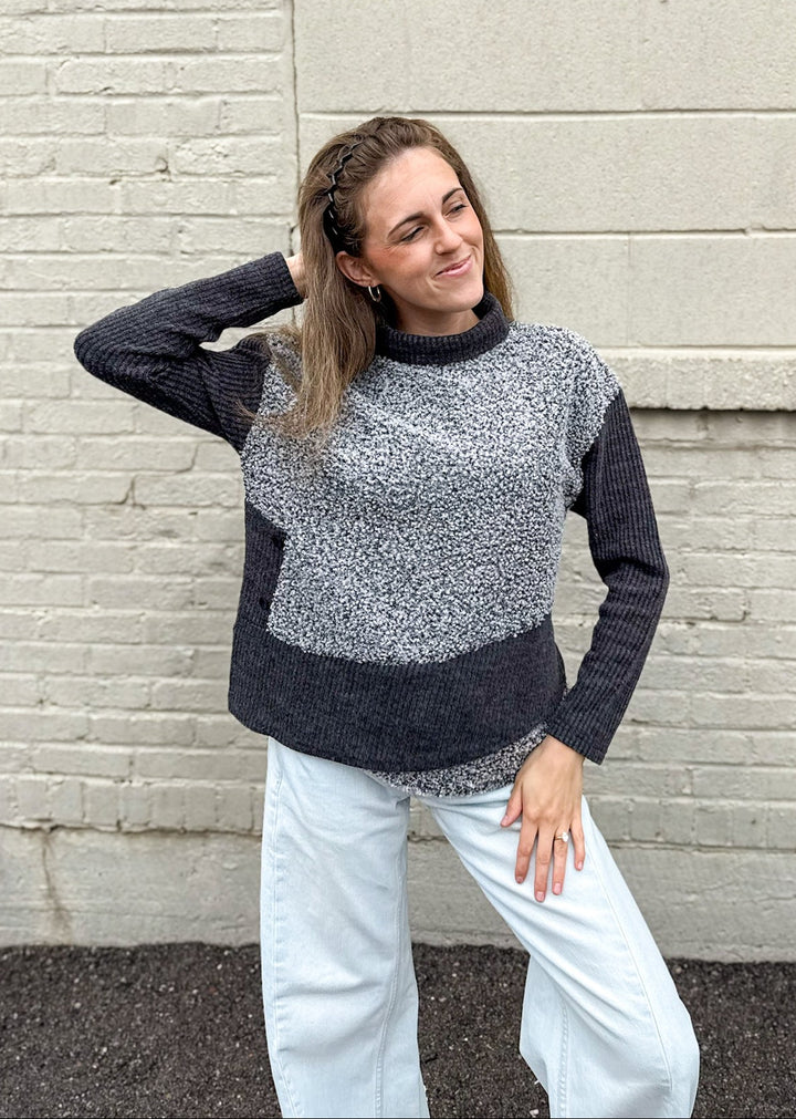 Maisy Mock Neck Sherpa Sweater