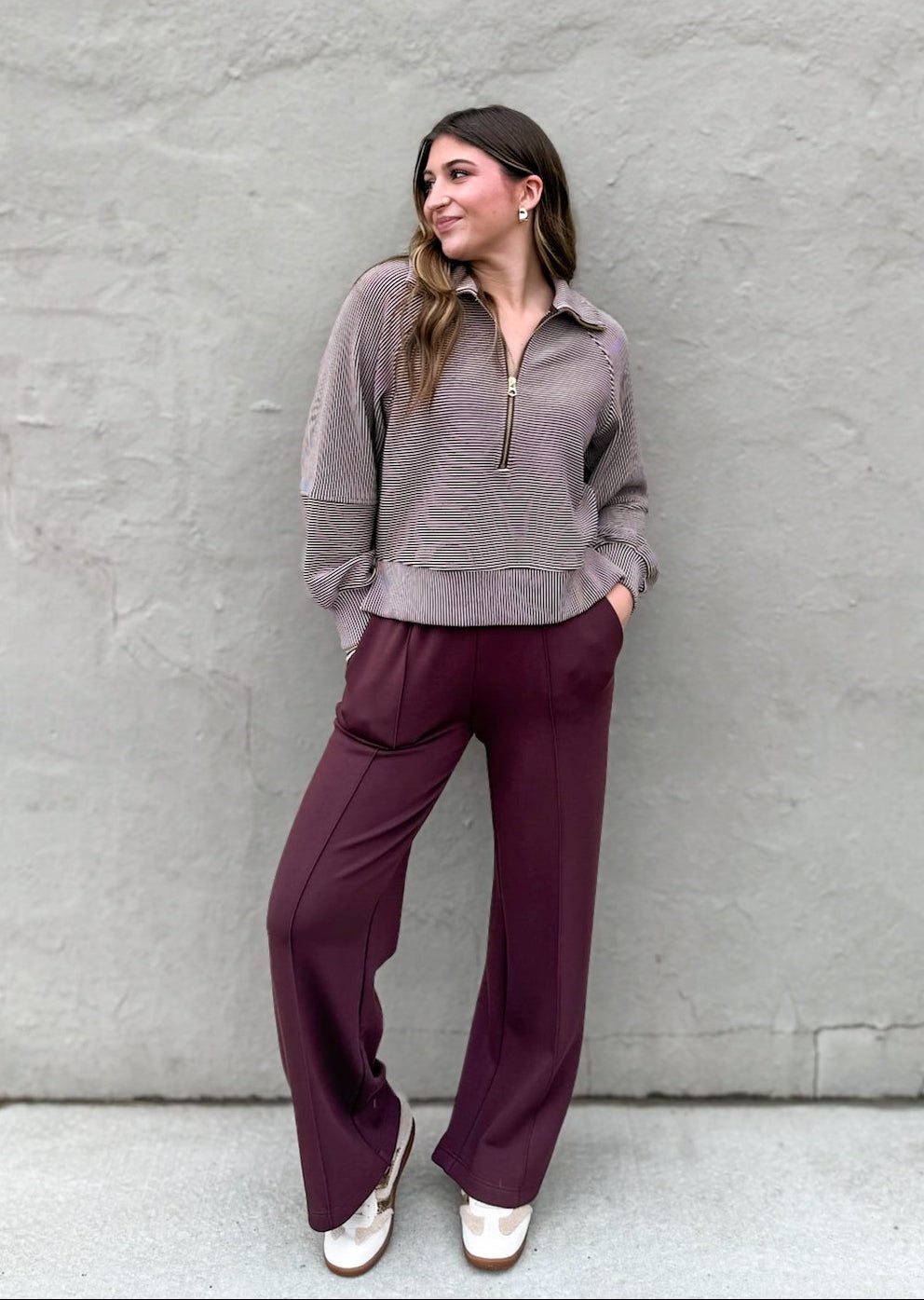Varley  Wide Leg Pant 30" - Deep Mahogany