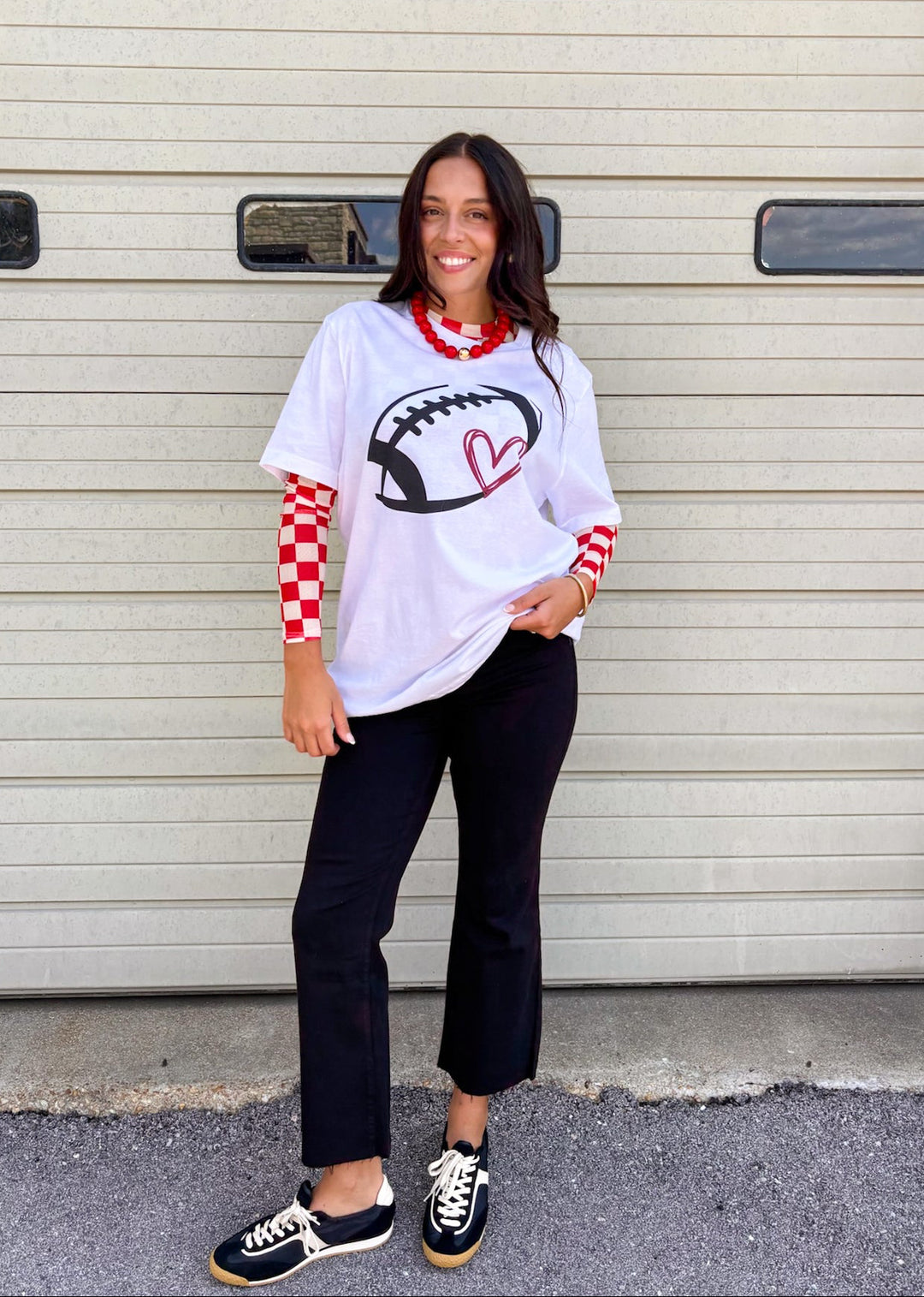 Avery Checkered Layering Top - Red