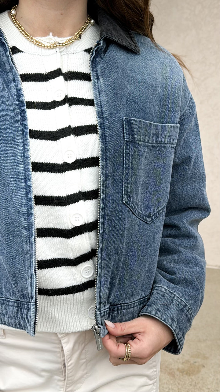 Sanctuary Clothing Must Have Cardi - Chalk w/ Black Stripe