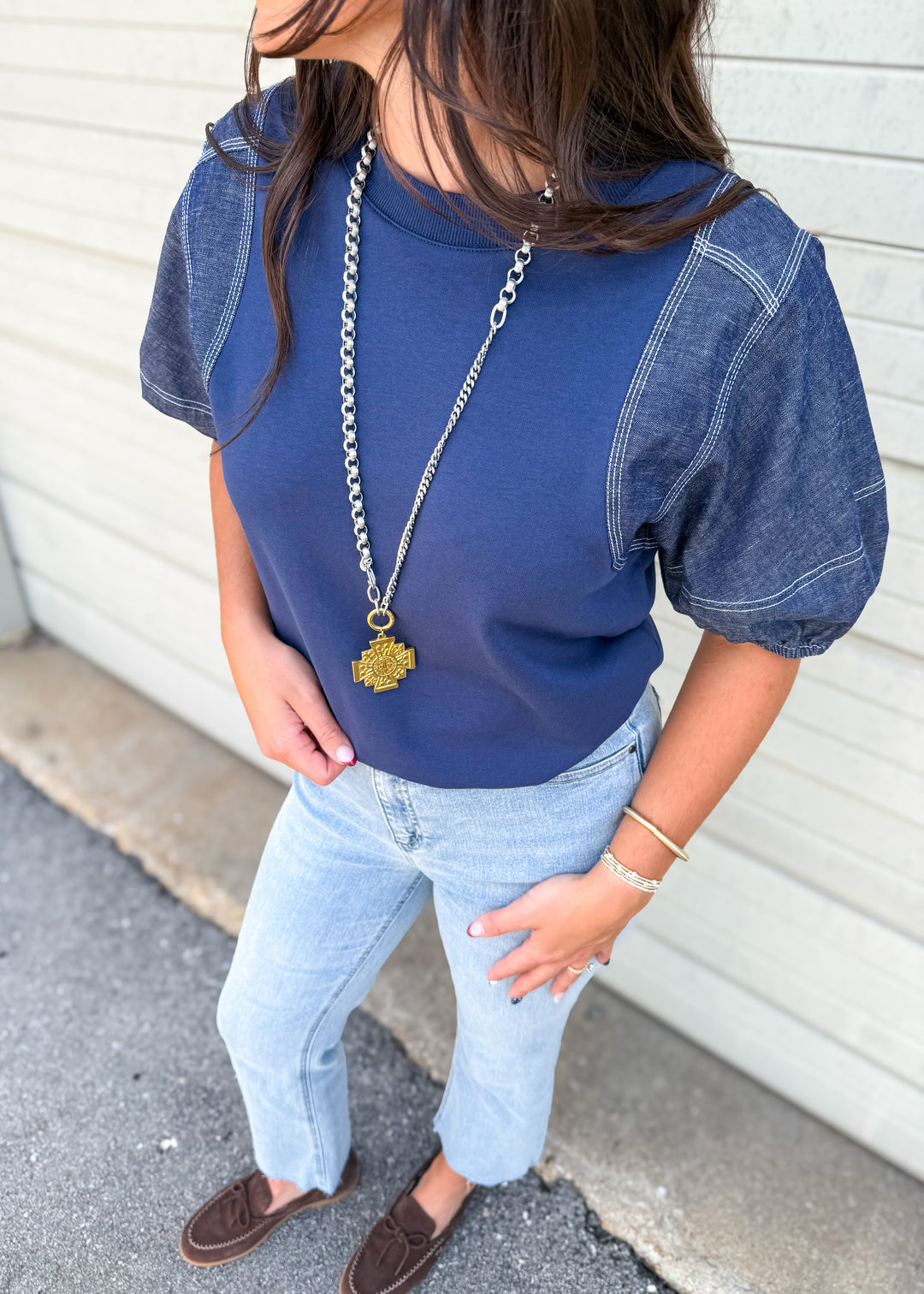 Judy Denim Sleeve Top
