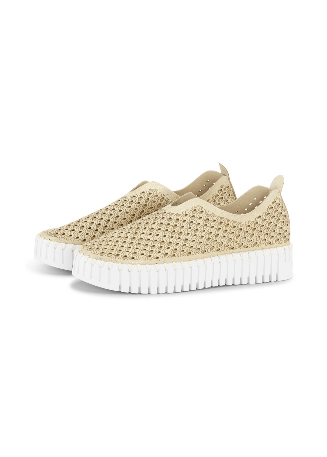 Ilse Jacobsen Tulip Perforated Slip-On Flats in Platin