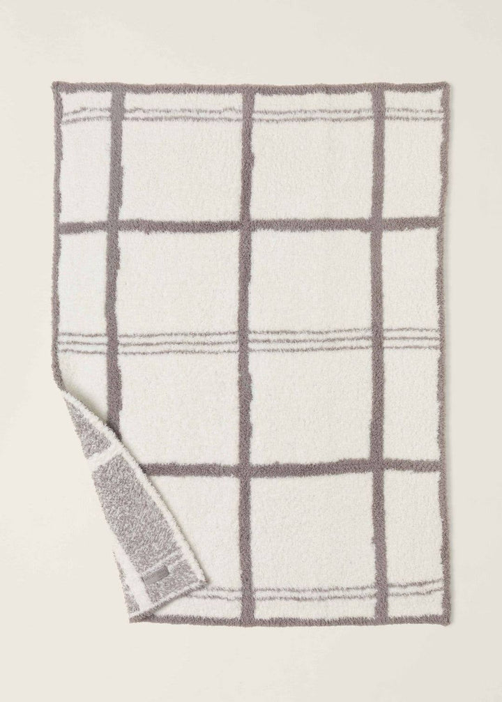 Barefoot Dreams CozyChic Grid Plaid Stroller Blanket-Cream/Beach Rock