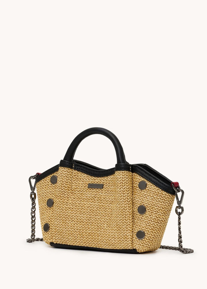 Hammitt Paul Mini Handbag - Noir Smooth Raffia/Gunmetal