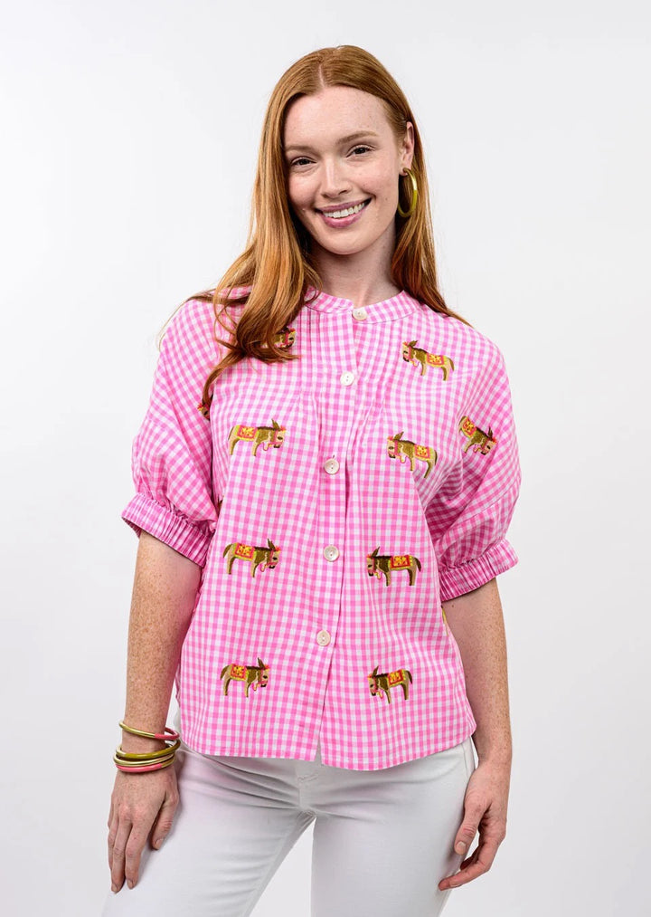 Sister Mary Gingham Donkey Top