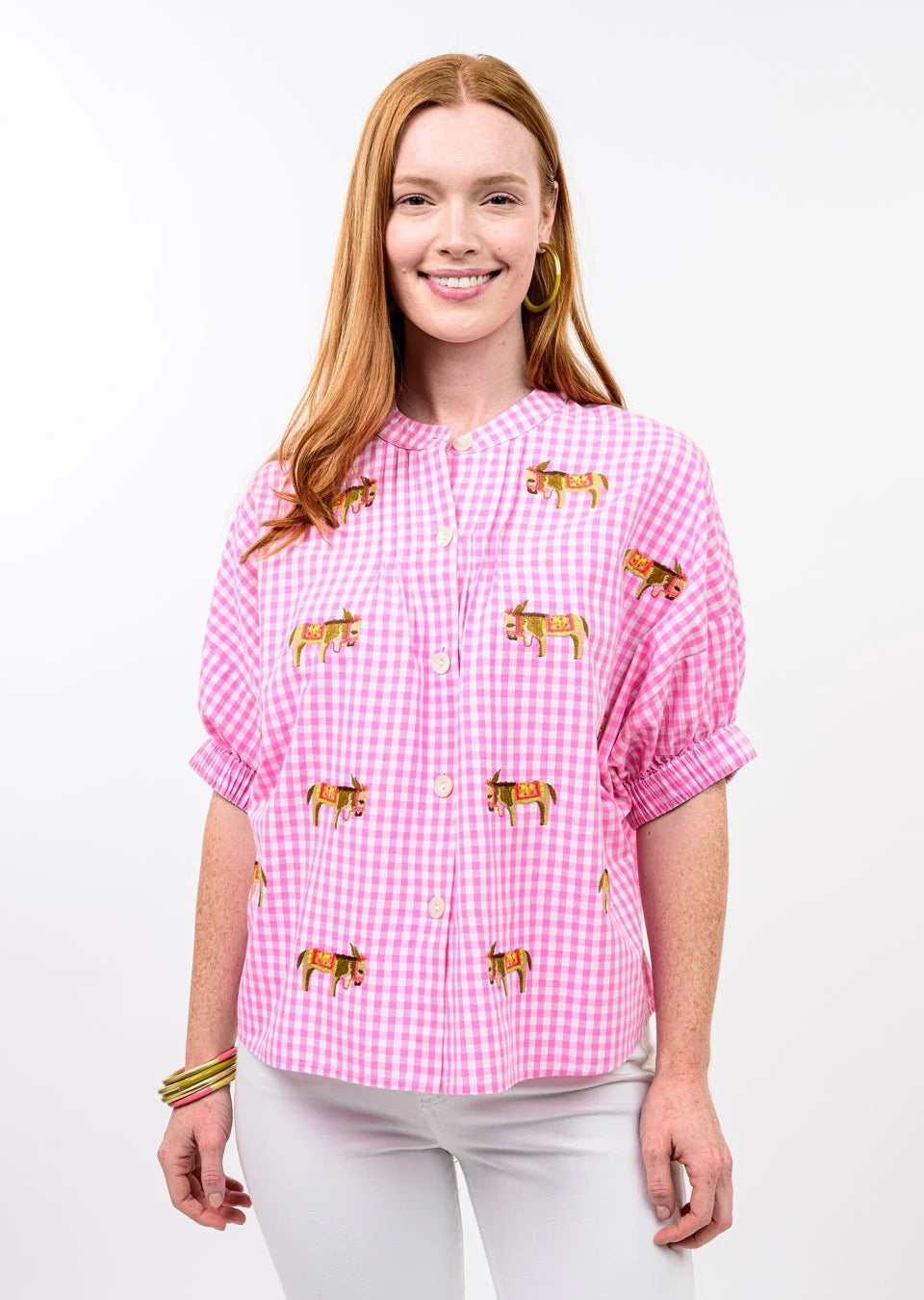 Sister Mary Gingham Donkey Top