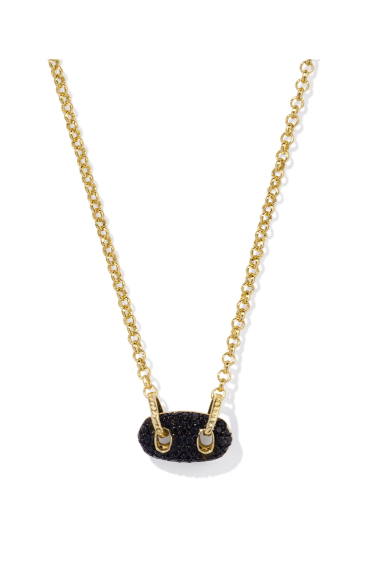 Kendra Scott Bailey Pave Short Pendant Necklace in Gold/Black Crystal