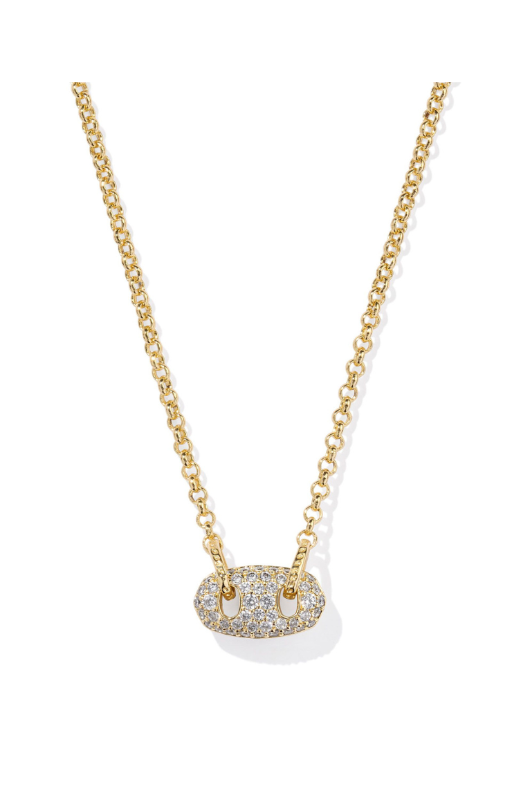 Kendra Scott Bailey Pave Short Pendant Necklace in Gold/White Crystal