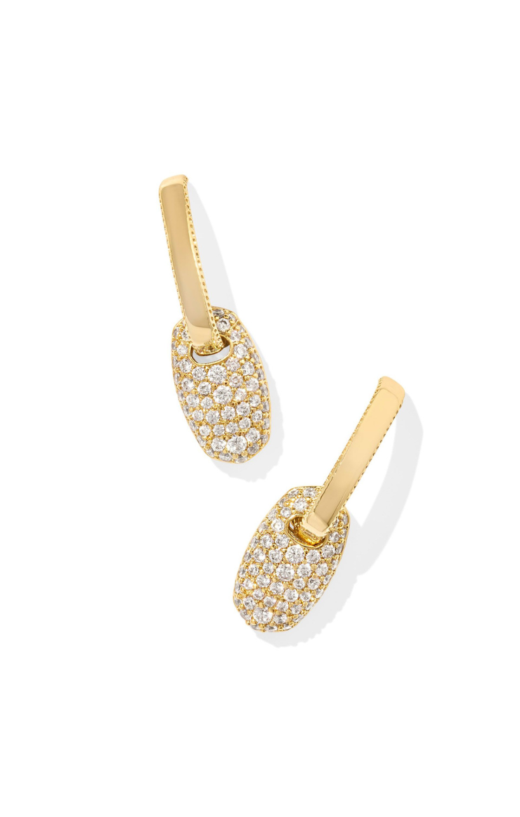 Kendra Scott Bailey Pave Huggie Earrings in Gold White Crystal