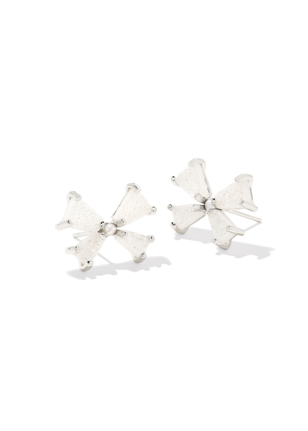 Kendra Scott Blair Bow Small Stud Earrings in Rhodium/Iridescent Drusy