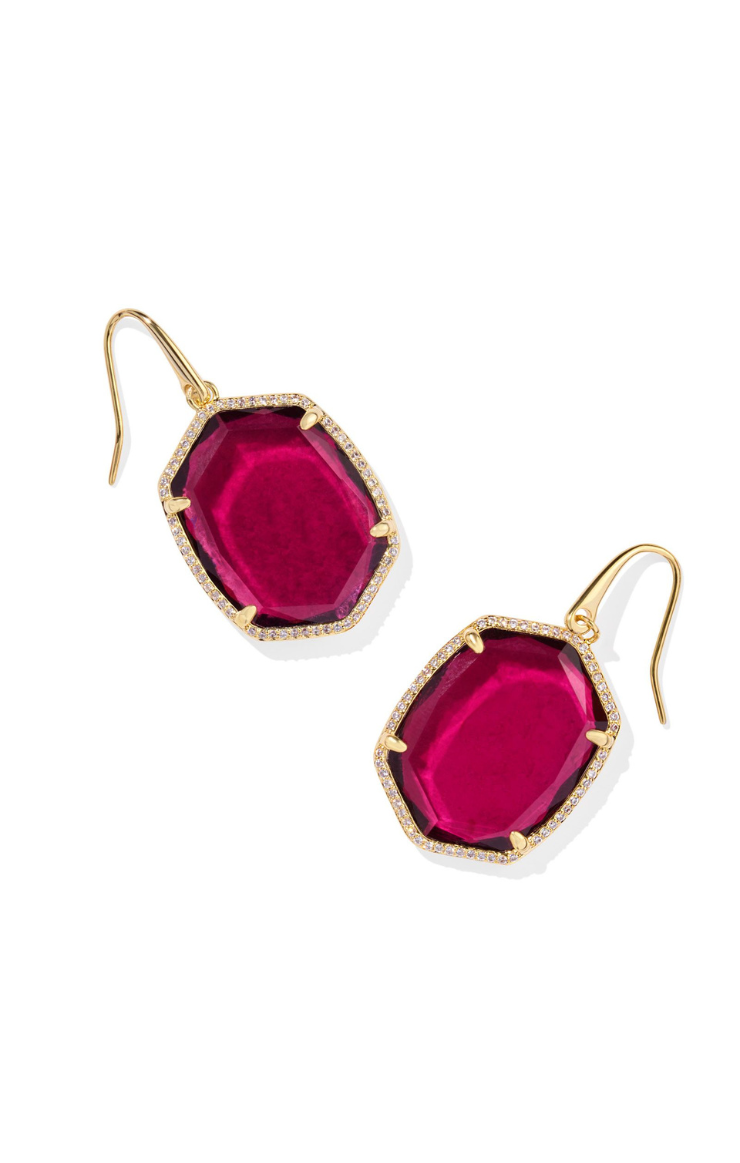 Kendra Scott Daphne Pave Earrings in Gold/Berry Mica