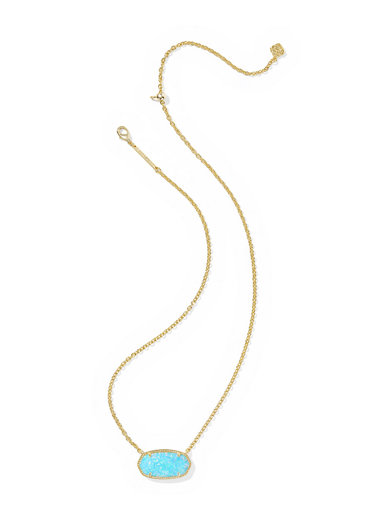 Kendra Scott Elisa Statement Short Pendant Necklace - Gold/Light Teal Kyocera Opal