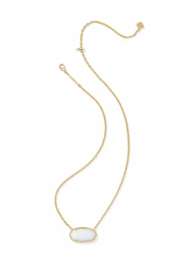 Kendra Scott Elisa Statement Short Pendant Necklace - Gold/White Kyocera Opal