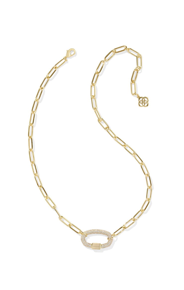 Kendra Scott Emery Link and Chain Necklace - Gold/White Crystal