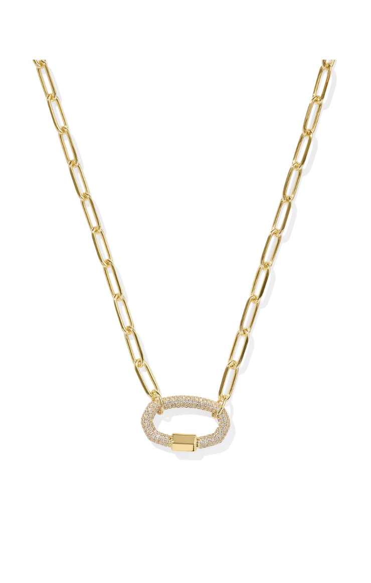 Kendra Scott Emery Link and Chain Necklace in Gold White Crystal