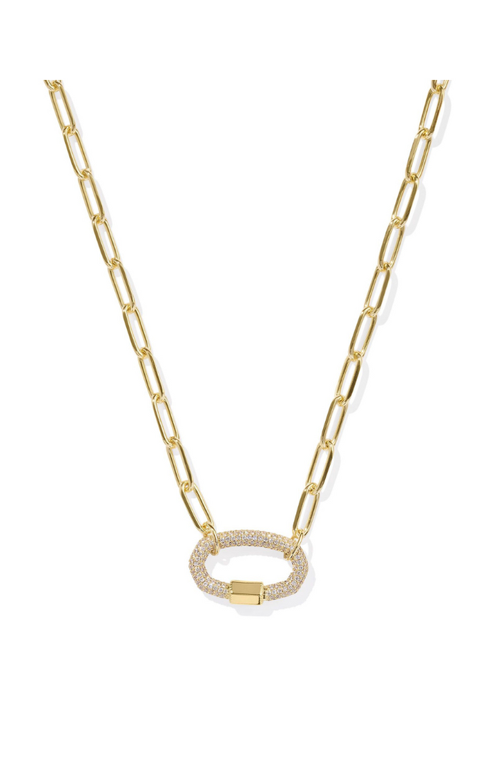 Kendra Scott Emery Link and Chain Necklace in Gold White Crystal